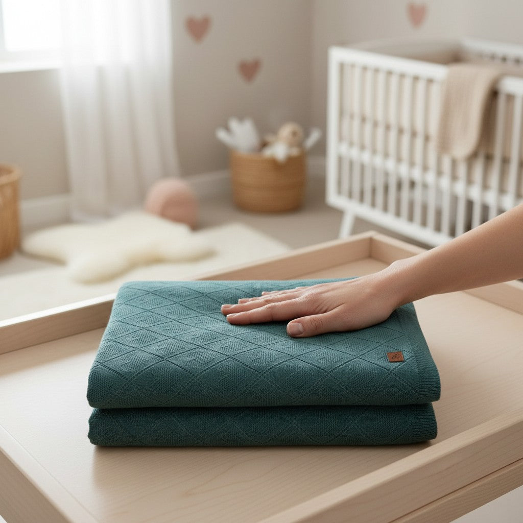 Nuvinokids Baby Deken Sage Green Hearts