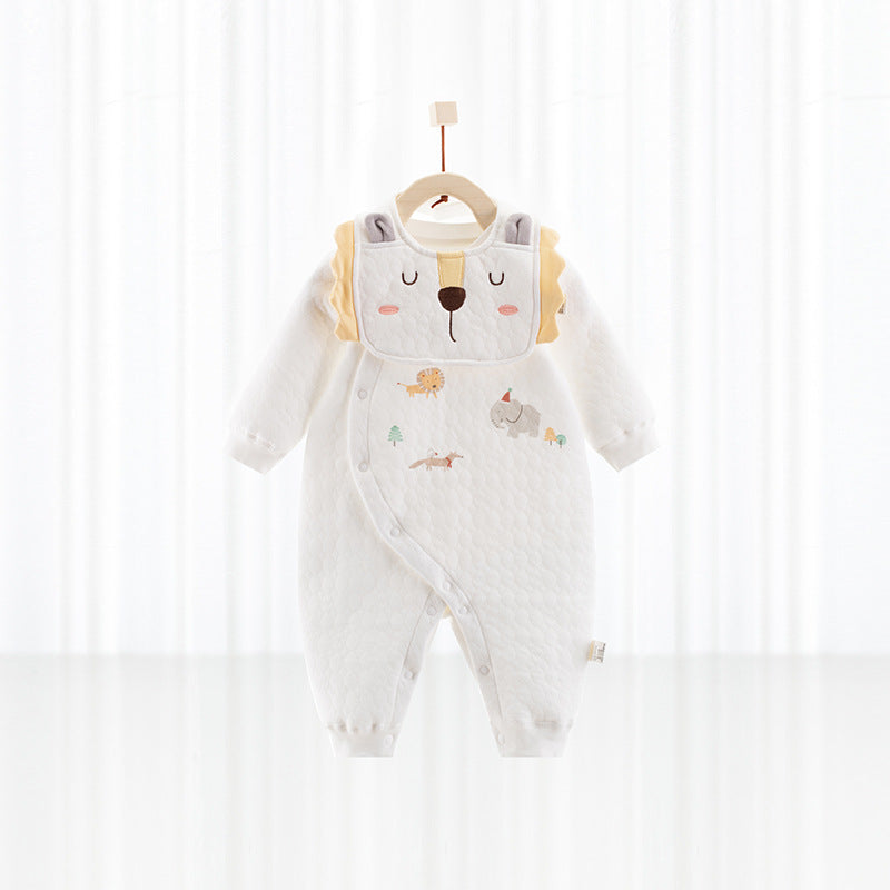 Katoenen thermische baby jumpsuit – Newborn boxpakje met zijde-effect