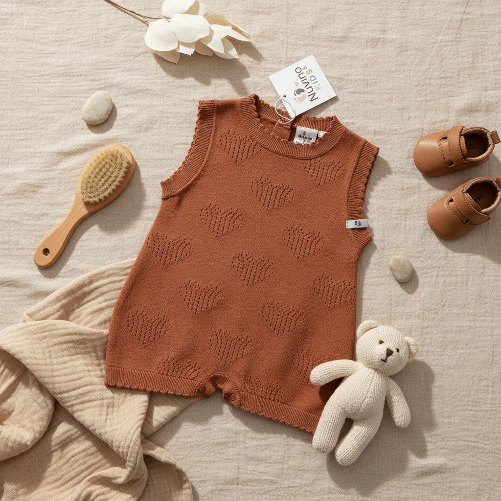 Nuvinokids Bio Baby Romper Terracotta Hearts