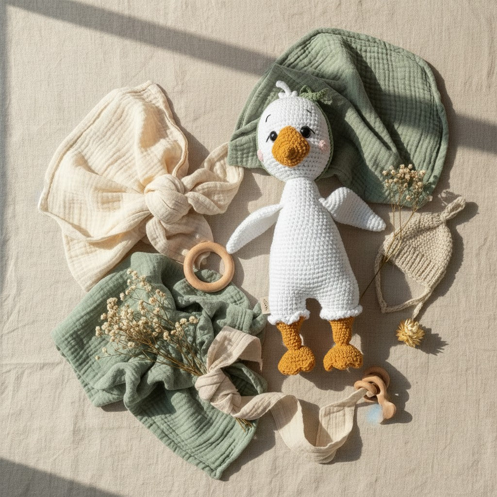 Nuvinokids Handgehaakte Gans Knuffel van 100% Katoen