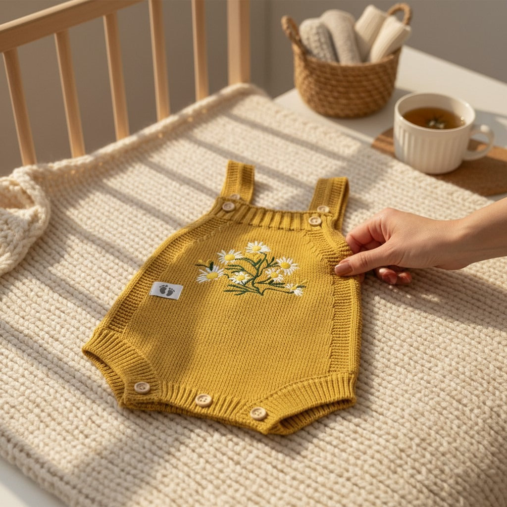 Nuvinokids Baby Romper Daisy Mustard