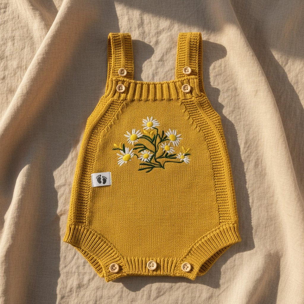 Nuvinokids Baby Romper Daisy Mustard