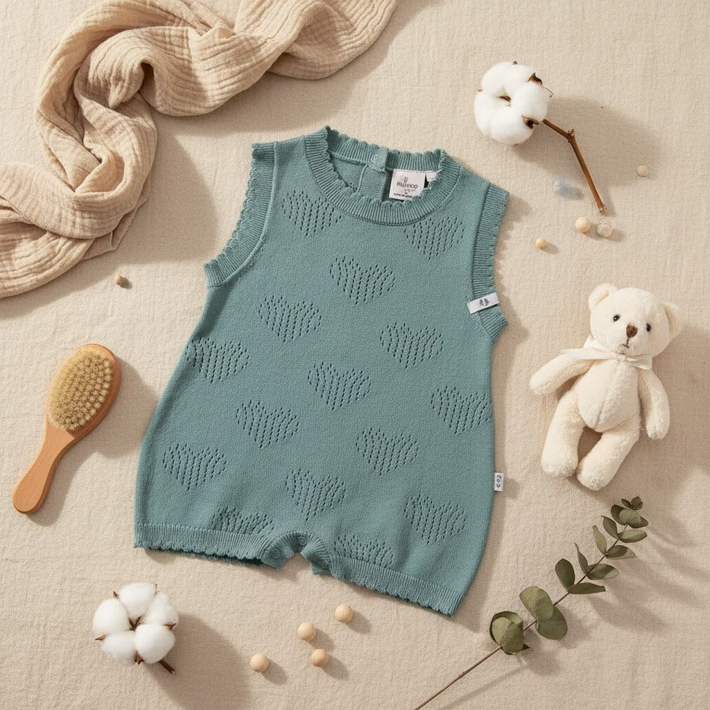 Nuvinokids Bio Baby Romper Sage Hearts