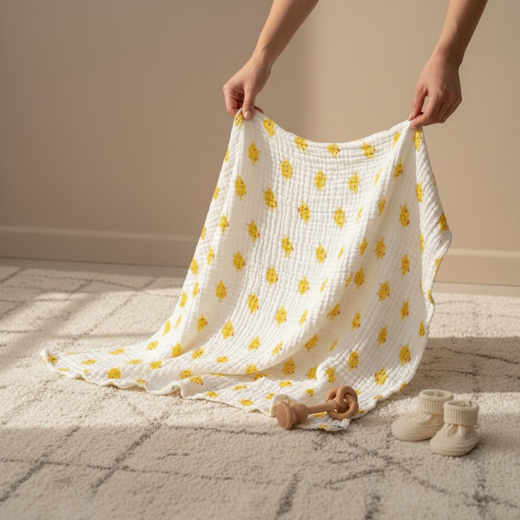 Nuvinokids 6-Laagse Katoenen Babydeken Chick Print