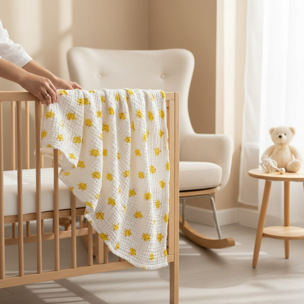Nuvinokids 6-Laagse Katoenen Babydeken Chick Print