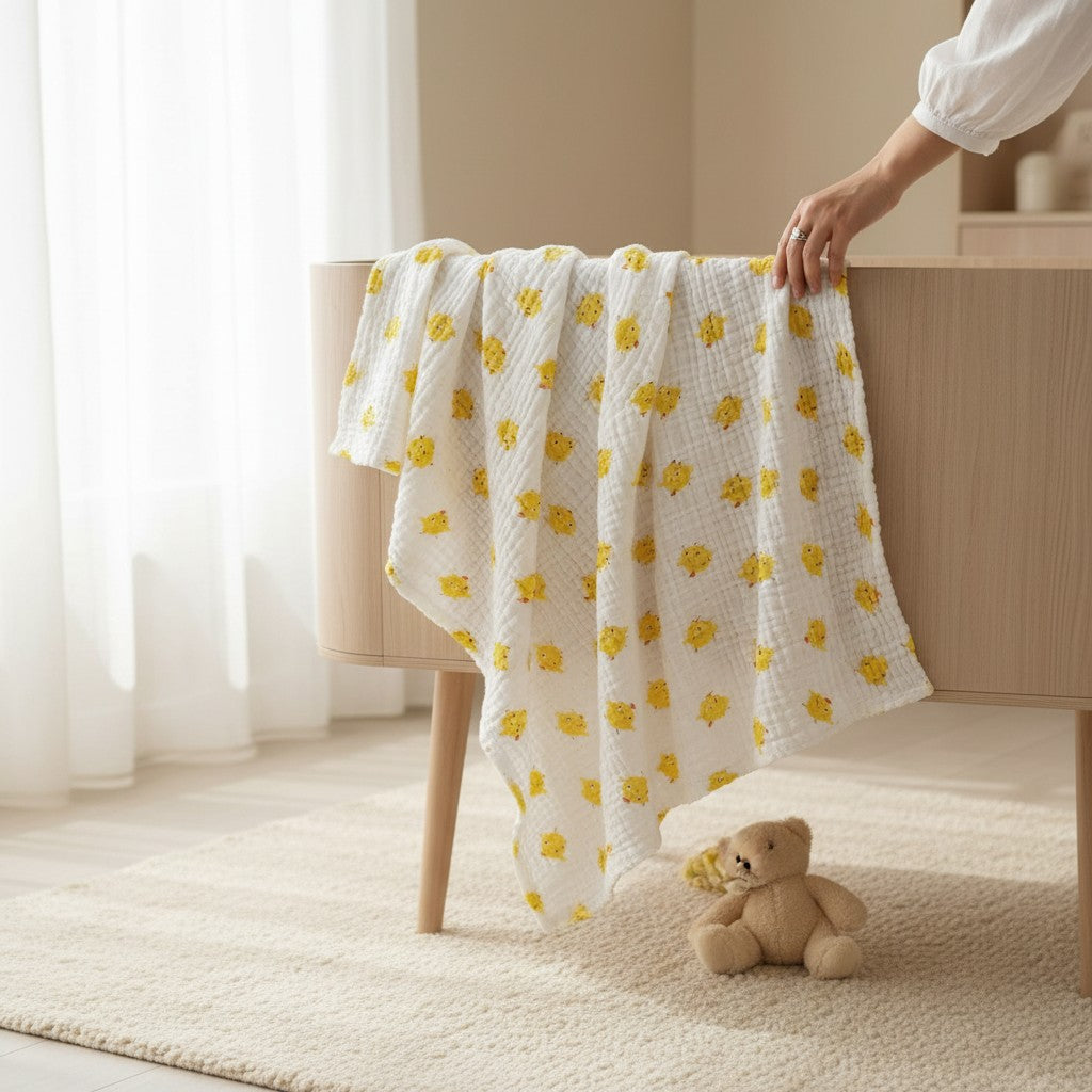 Nuvinokids 6-Laagse Katoenen Babydeken Chick Print