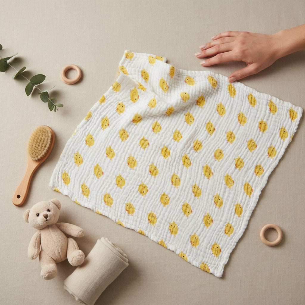 Nuvinokids 6-Laagse Katoenen Babydeken Chick Print