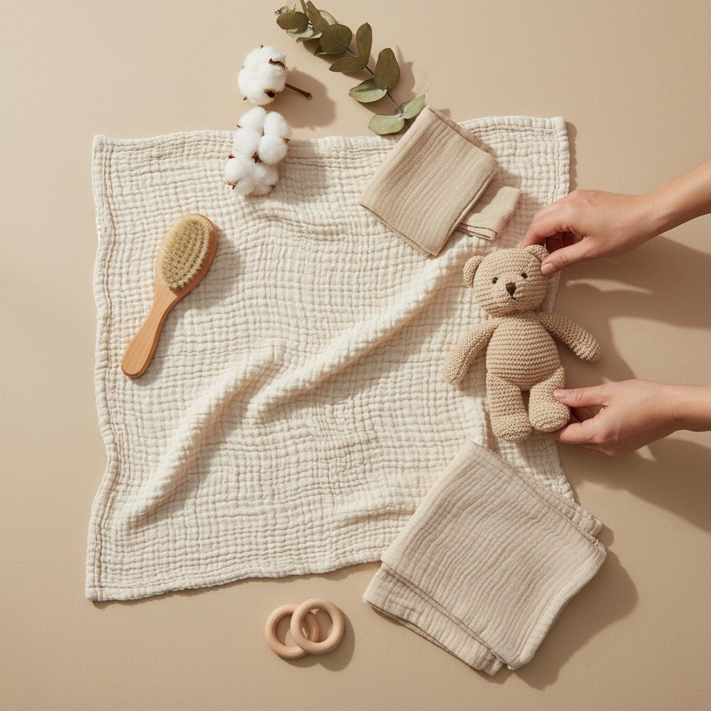 Nuvinokids 6-Laagse Katoenen Babydeken Soft Cream