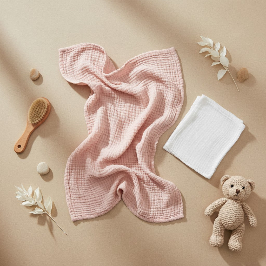 Nuvinokids 6-Laagse Katoenen Babydeken Soft Pink