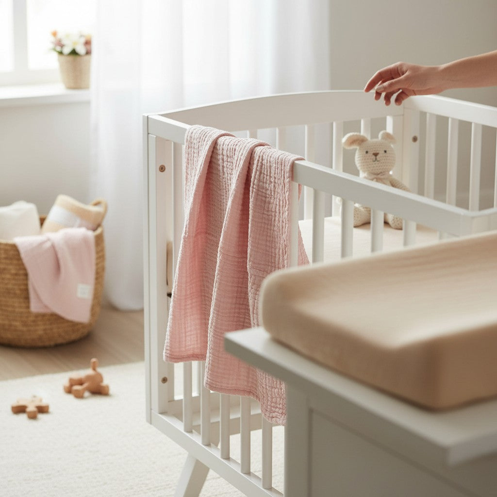 Nuvinokids 6-Laagse Katoenen Babydeken Soft Pink