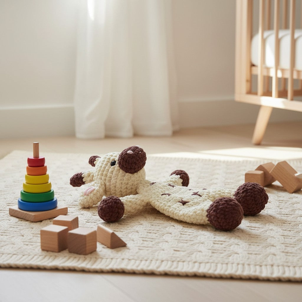 Nuvinokids Handgehaakte Platte Koe Knuffel van 100% Katoen