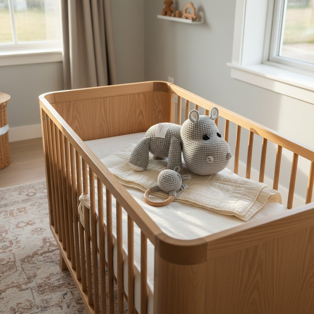 Nuvinokids Handgehaakte Nijlpaard Knuffel & Bijtring Set van 100% Katoen