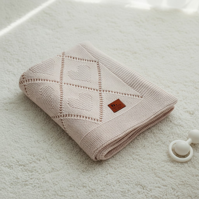 Nuvinokids® Baby Deken Cream Hearts
