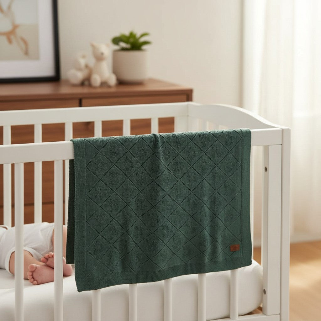 Nuvinokids Baby Deken Sage Green Hearts