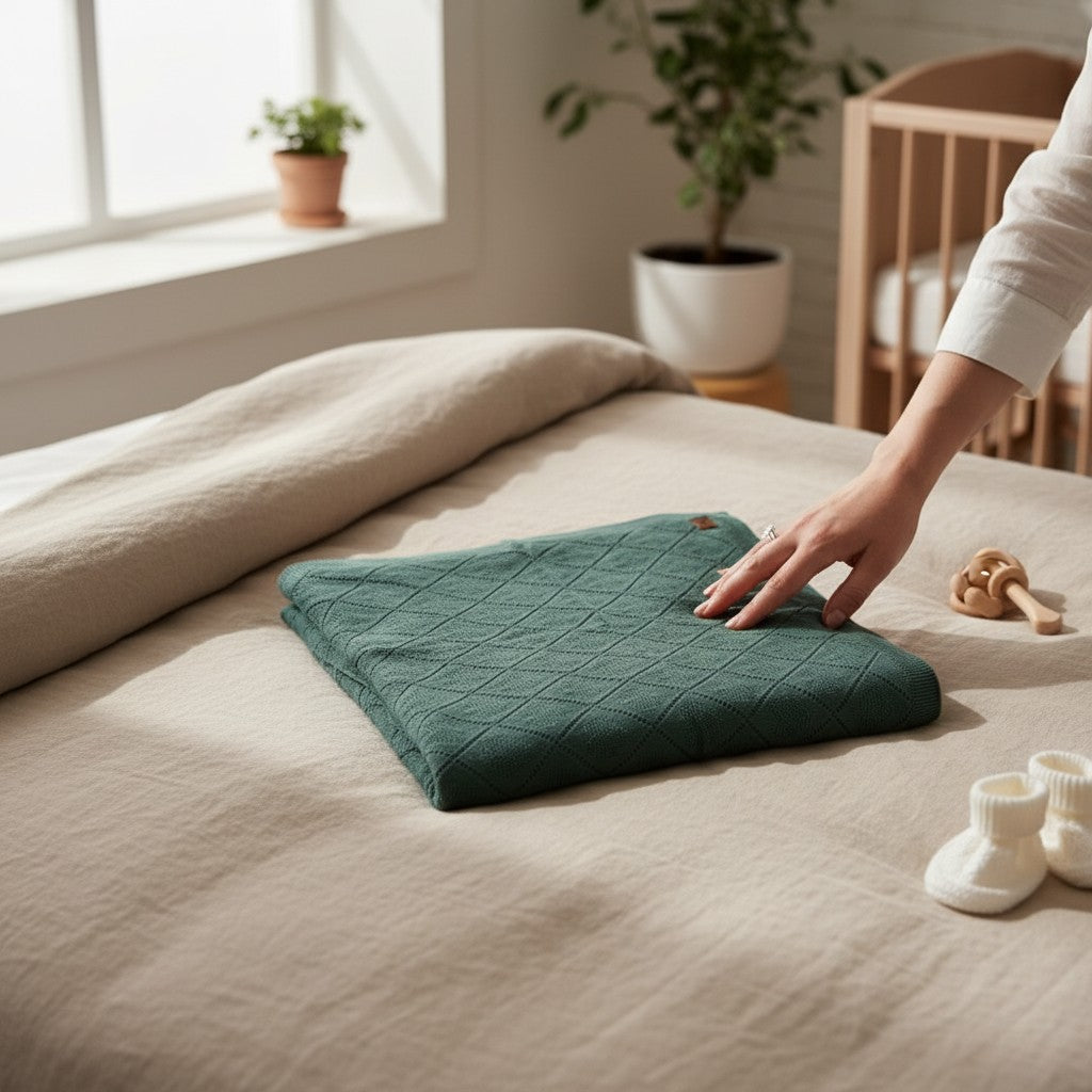 Nuvinokids Baby Deken Sage Green Hearts