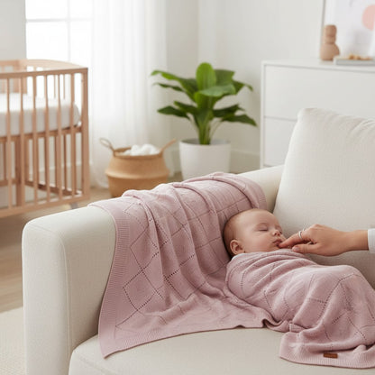 Nuvinokids Baby Deken Soft Pink Hearts