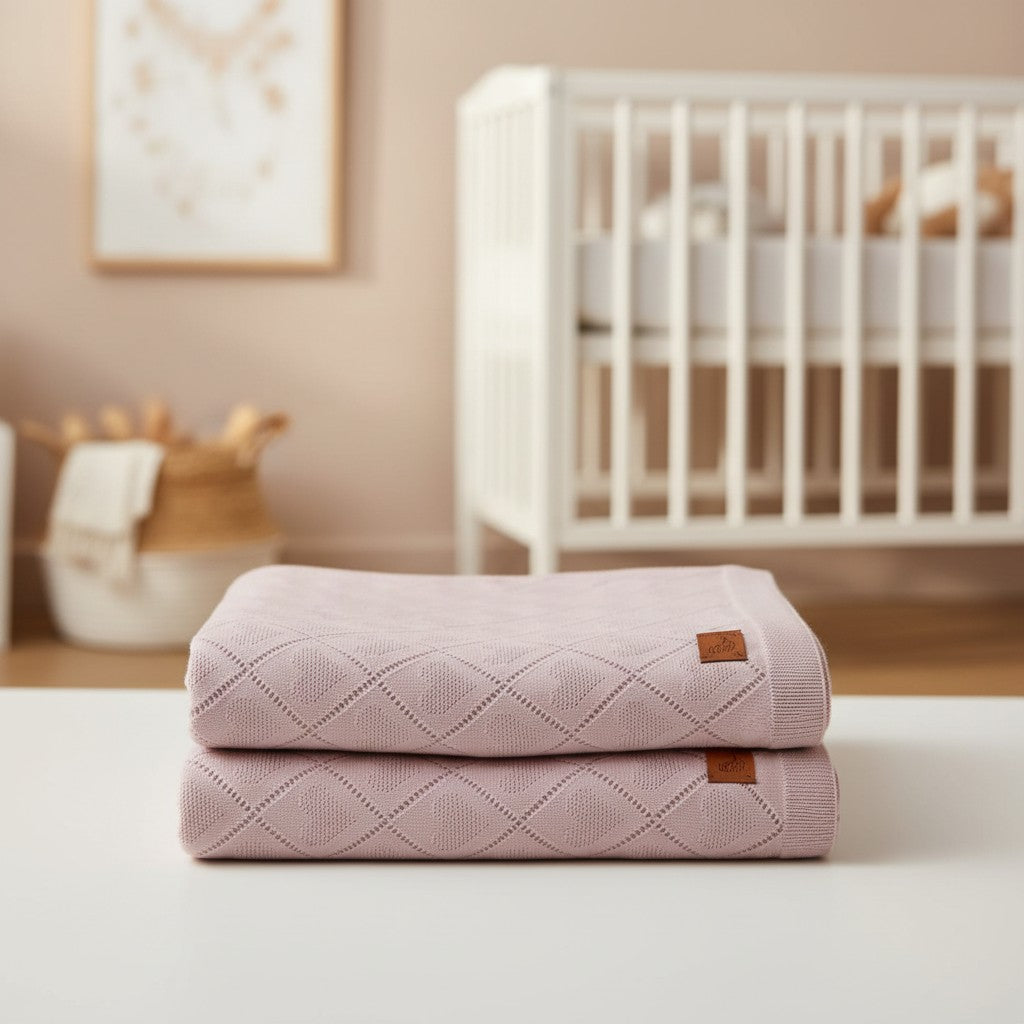 Nuvinokids Baby Deken Soft Pink Hearts