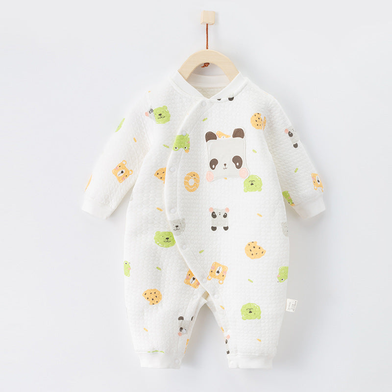 Katoenen thermische baby jumpsuit – Newborn boxpakje met zijde-effect