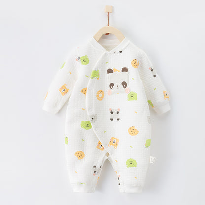 Katoenen thermische baby jumpsuit – Newborn boxpakje met zijde-effect