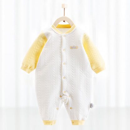 Katoenen thermische baby jumpsuit – Newborn boxpakje met zijde-effect