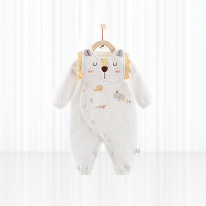 Katoenen thermische baby jumpsuit – Newborn boxpakje met zijde-effect