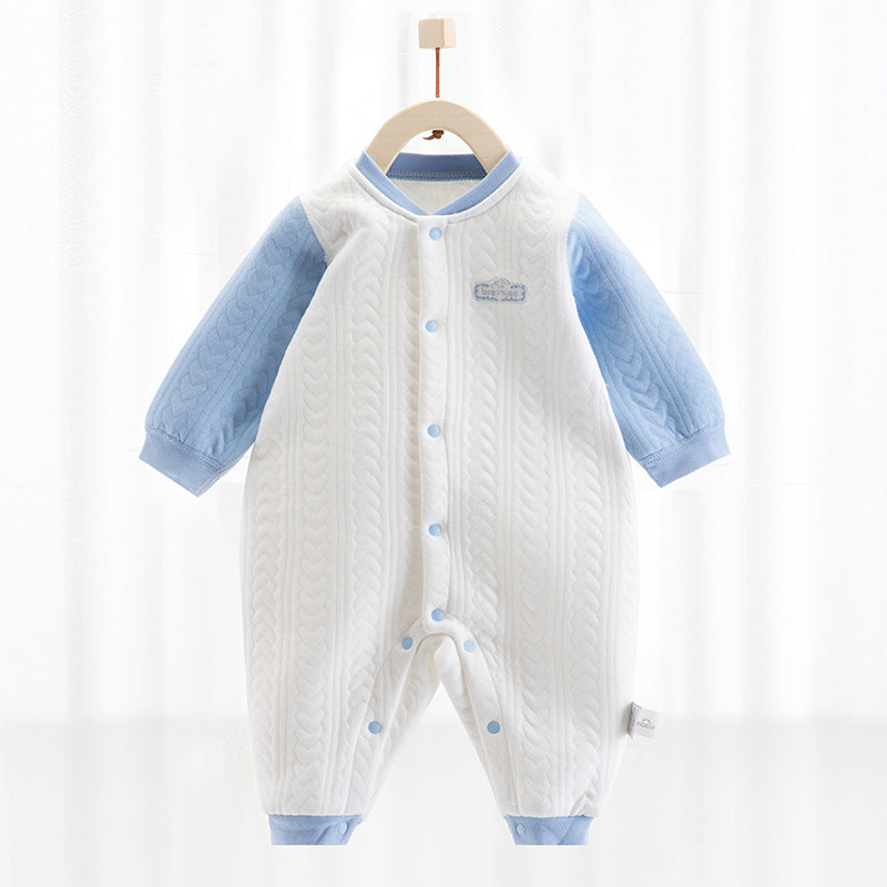 Katoenen thermische baby jumpsuit – Newborn boxpakje met zijde-effect