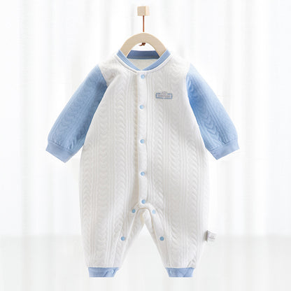 Katoenen thermische baby jumpsuit – Newborn boxpakje met zijde-effect