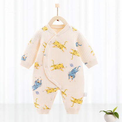 Katoenen thermische baby jumpsuit – Newborn boxpakje met zijde-effect