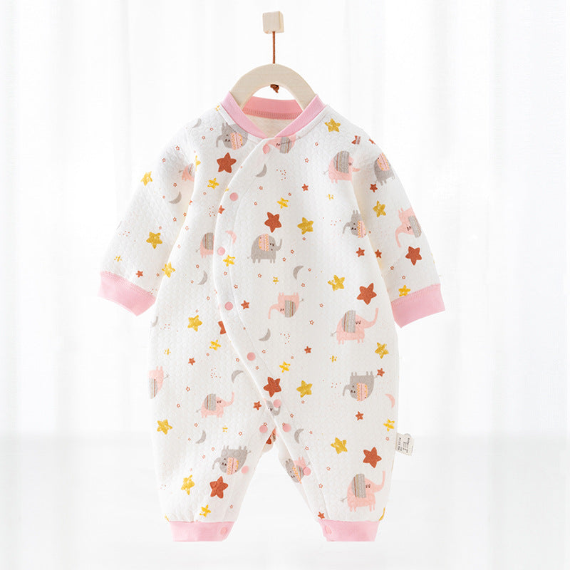 Katoenen thermische baby jumpsuit – Newborn boxpakje met zijde-effect
