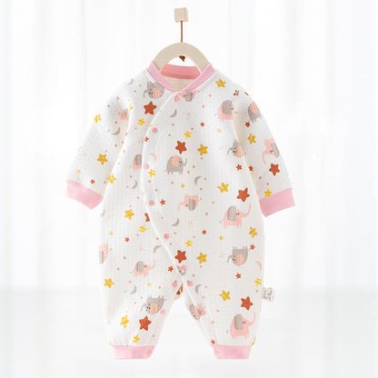 Katoenen thermische baby jumpsuit – Newborn boxpakje met zijde-effect