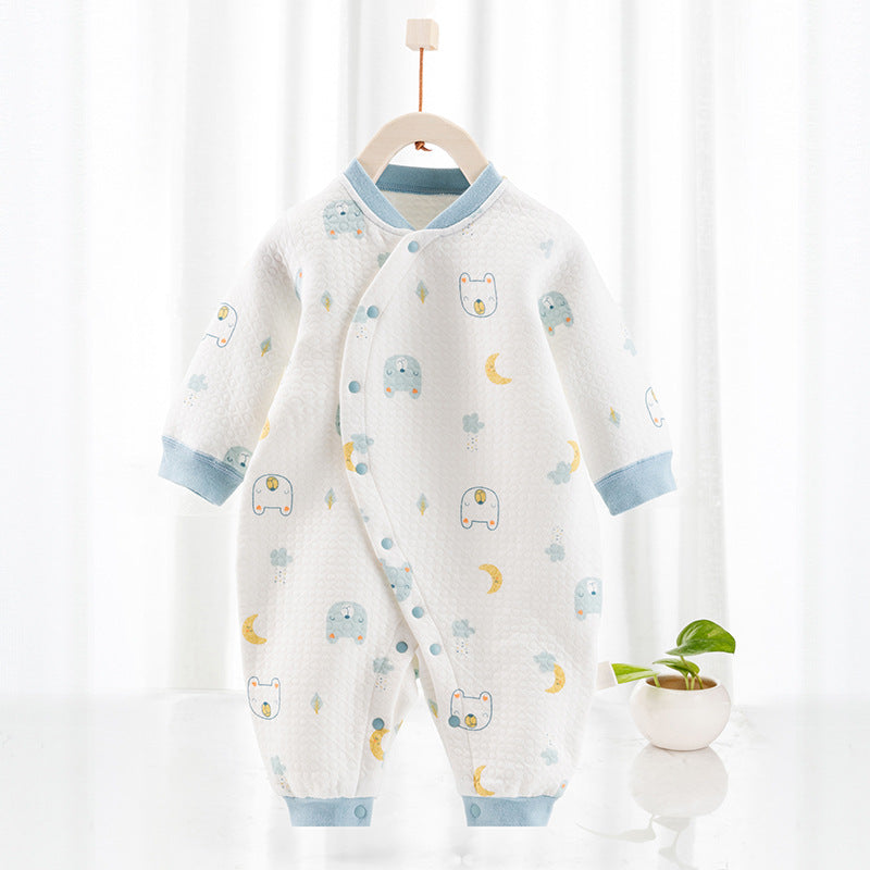 Katoenen thermische baby jumpsuit – Newborn boxpakje met zijde-effect