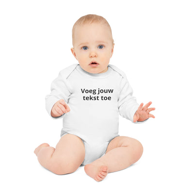 Gepersonaliseerde Babyromper met Eigen Tekst – Biologisch & Lange Mouwen