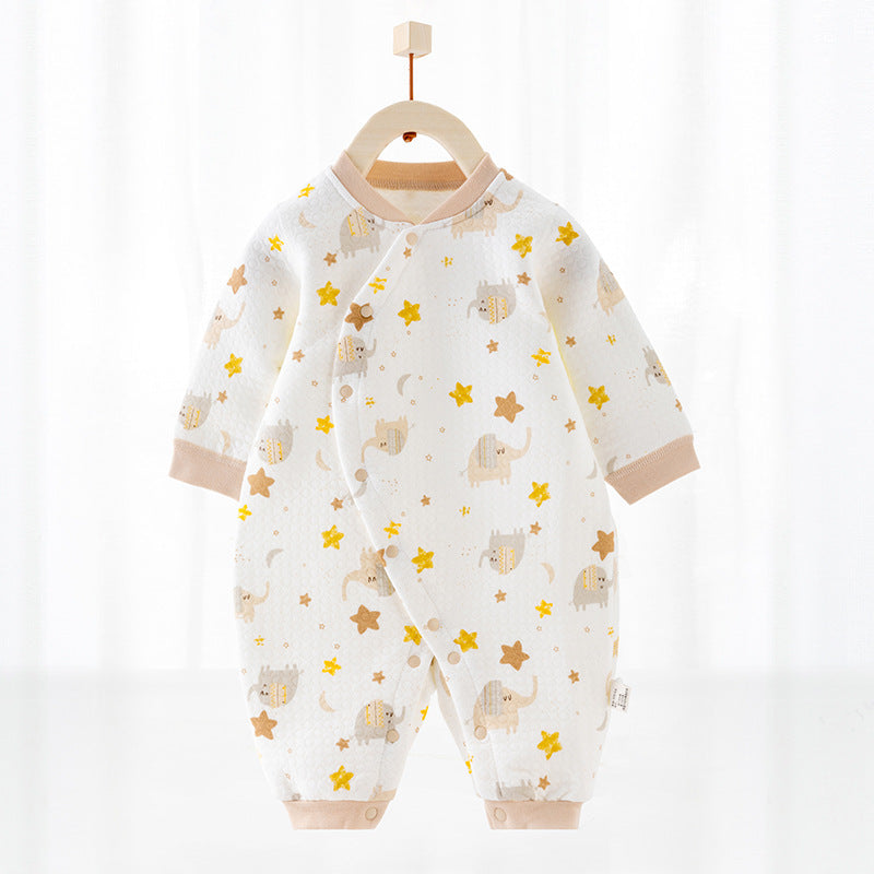 Katoenen thermische baby jumpsuit – Newborn boxpakje met zijde-effect