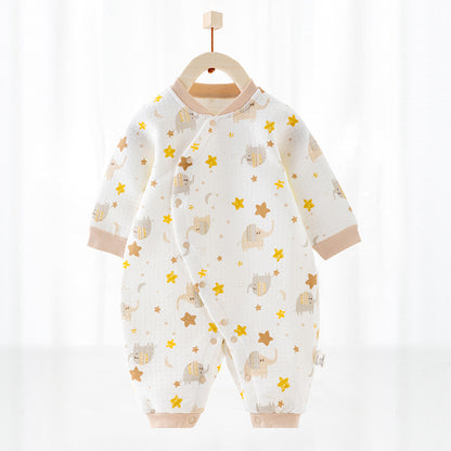 Katoenen thermische baby jumpsuit – Newborn boxpakje met zijde-effect