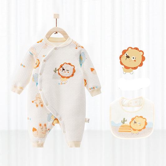 Katoenen thermische baby jumpsuit – Newborn boxpakje met zijde-effect