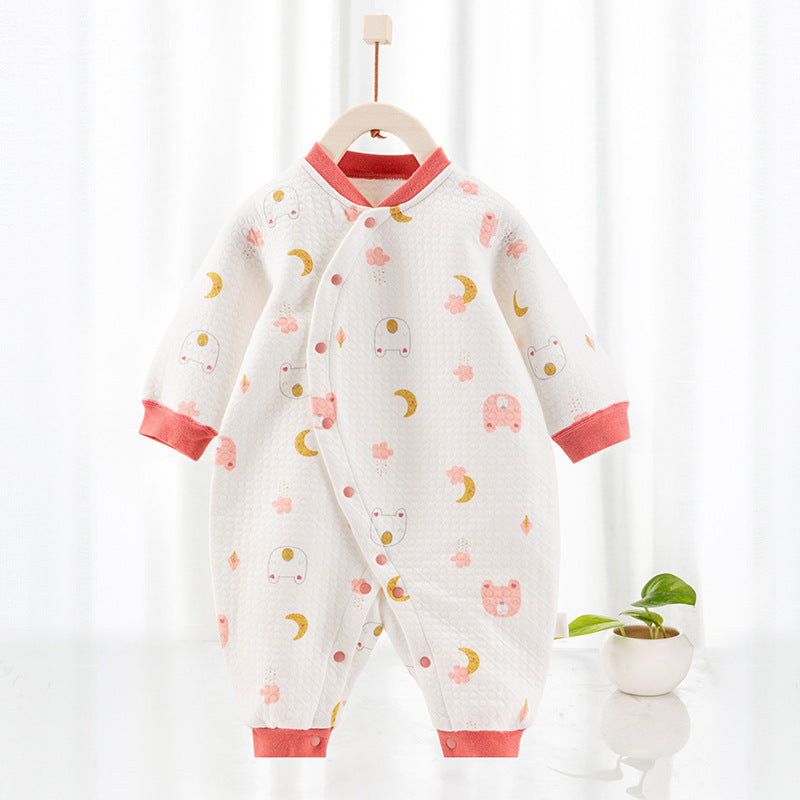 Katoenen thermische baby jumpsuit – Newborn boxpakje met zijde-effect