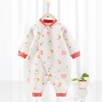 Katoenen thermische baby jumpsuit – Newborn boxpakje met zijde-effect