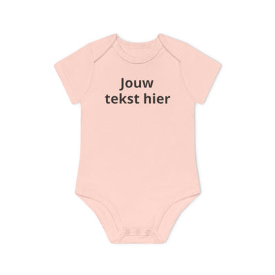 Gepersonaliseerde Babyromper met Eigen Tekst – Biologisch & Korte Mouwen
