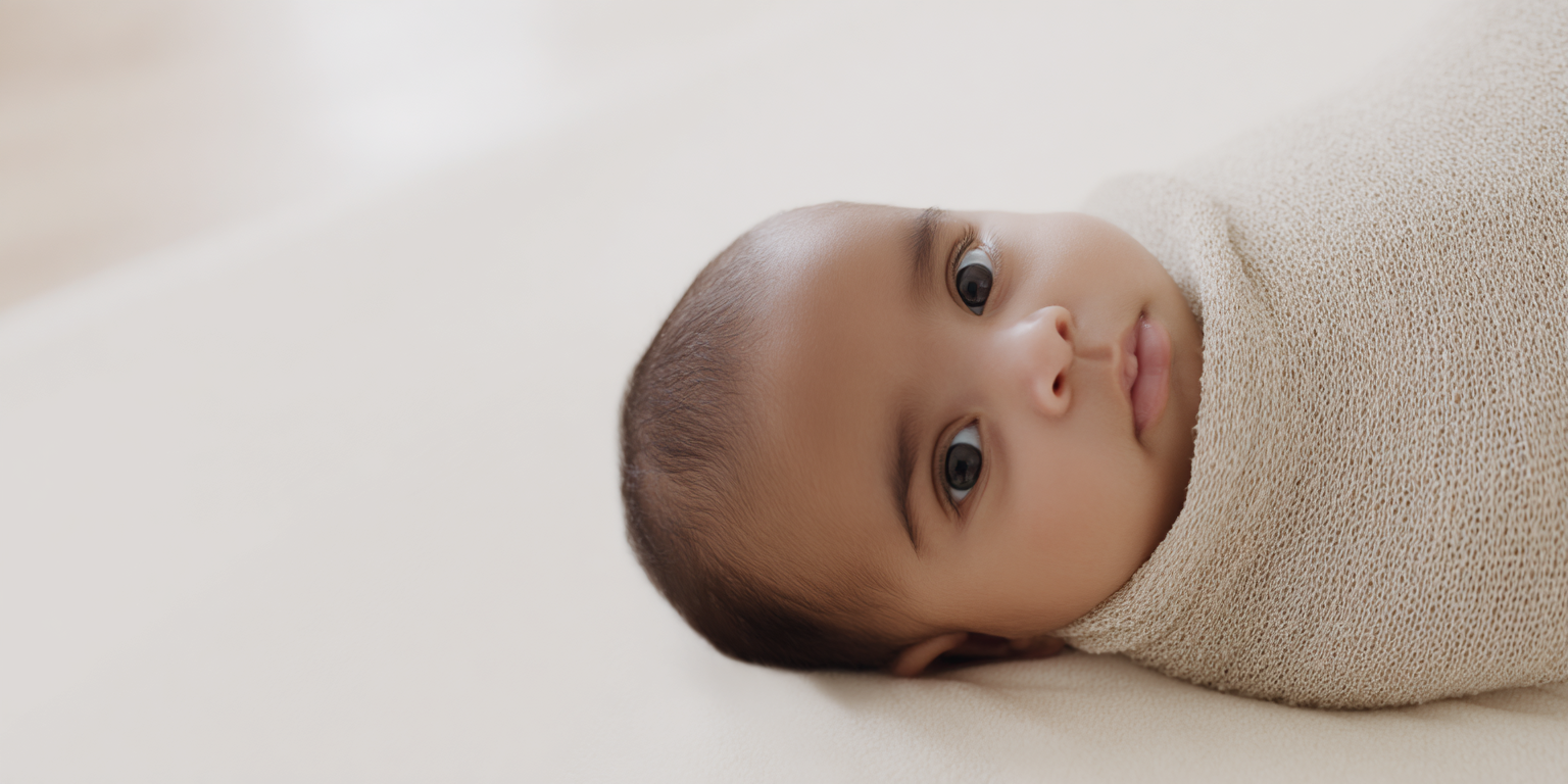 Baby ingebakerd in zachte natuurlijke stof voor comfort en geborgenheid
