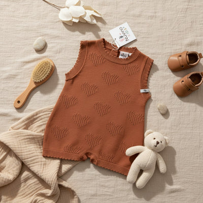 Nuvinokids Bio Baby Romper Terracotta Hearts