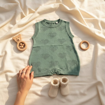 Nuvinokids Bio Baby Romper Sage Hearts