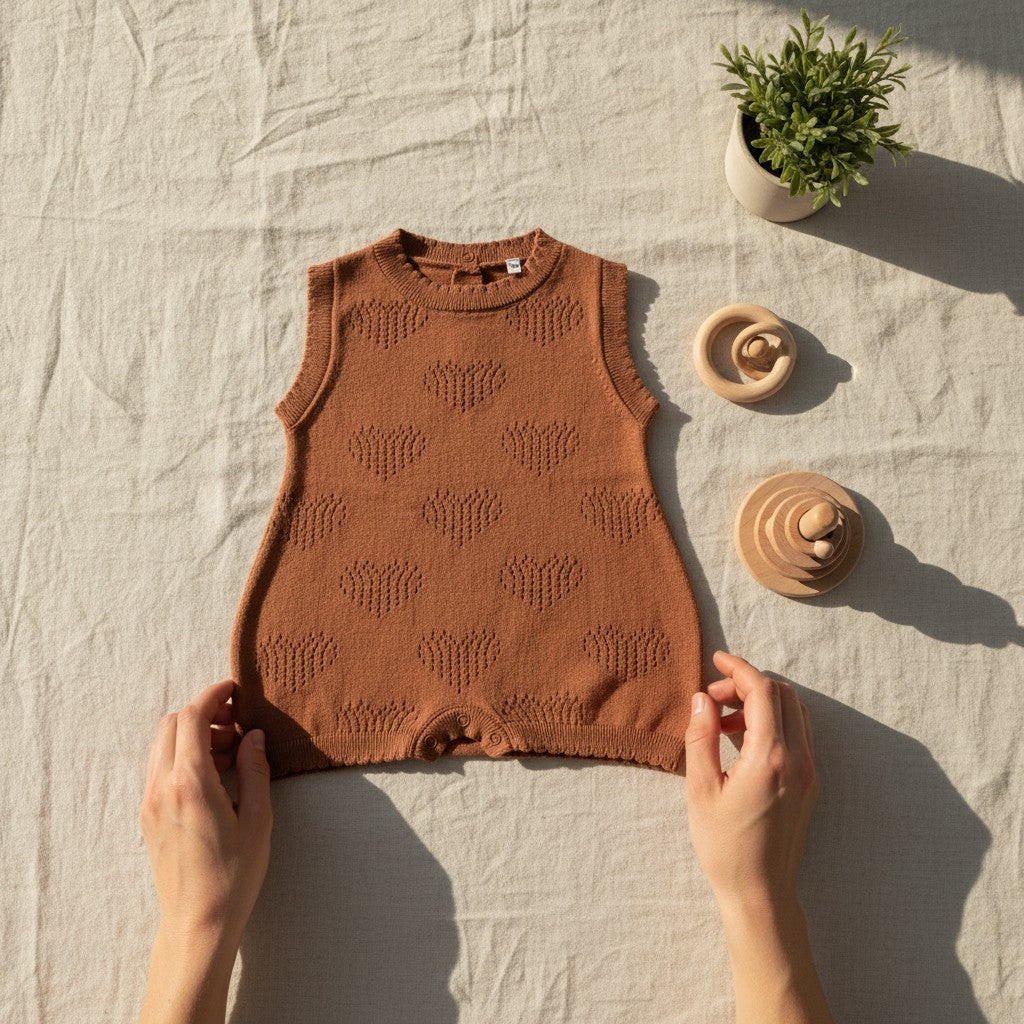 Nuvinokids Bio Baby Romper Terracotta Hearts