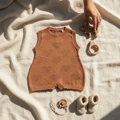 Nuvinokids Bio Baby Romper Terracotta Hearts
