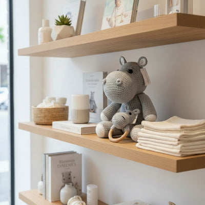 Nuvinokids Handgehaakte Nijlpaard Knuffel & Bijtring Set van 100% Katoen