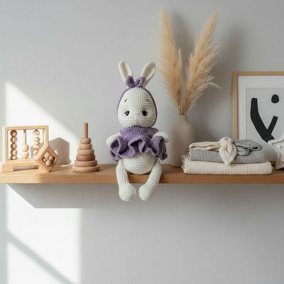 Nuvinokids Handgehaakt Konijntje Knuffel met Jurkje van 100% Katoen