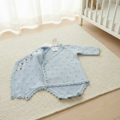 Nuvinokids® Gebreide Baby Romper Floral Sky Blue