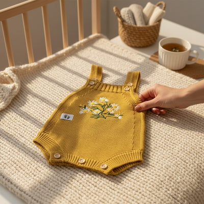 Nuvinokids Baby Romper Daisy Mustard