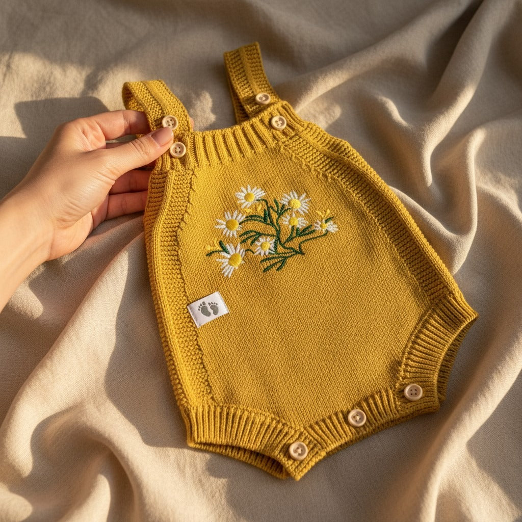 Nuvinokids Baby Romper Daisy Mustard