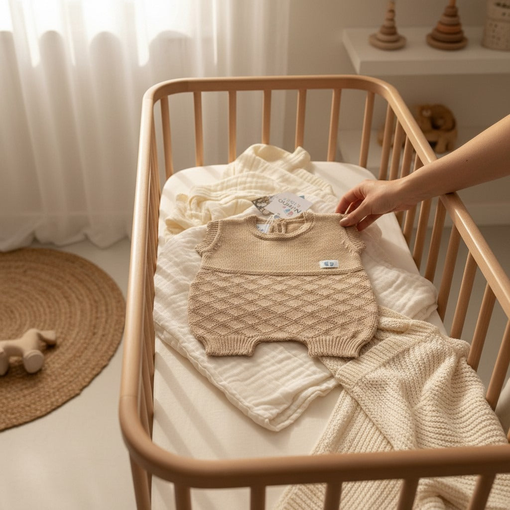 Nuvinokids Bio Baby Romper Sand Knit