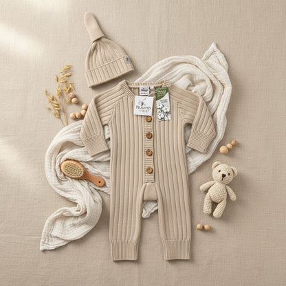Nuvinokids Bio Baby Pakje Sand Beige met Mutsje